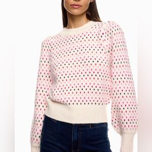 Marine Layer Cream Sweater with Pink and Black Accents